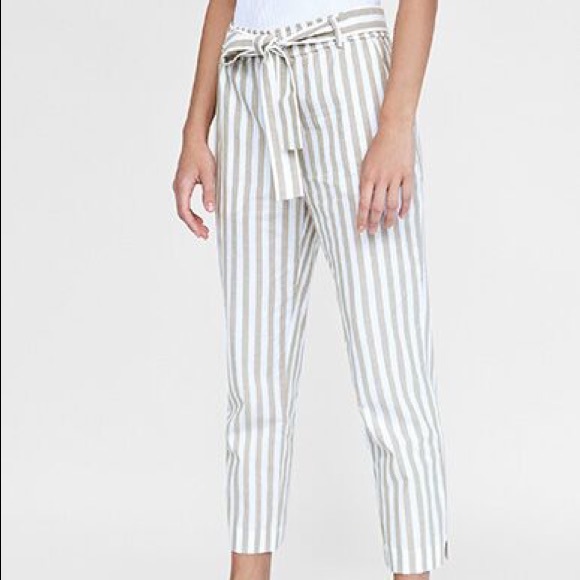Zara Striped Trousers with Tie Belt - Picture 6 of 6